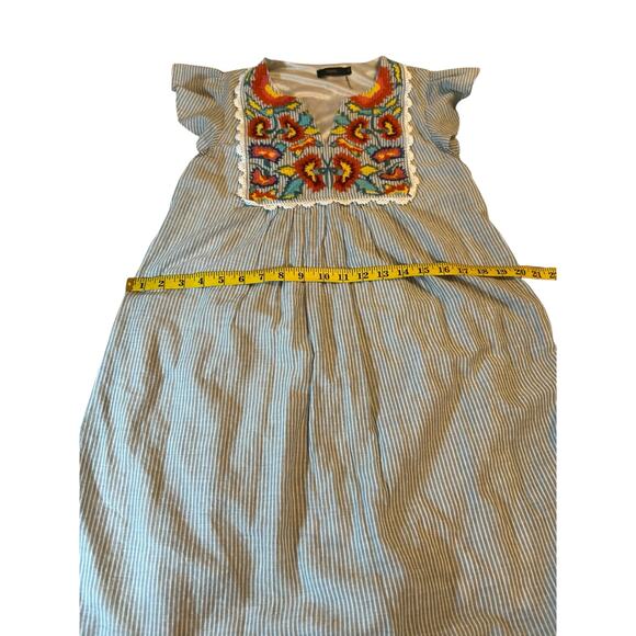 THML Gray and White Striped Dress with Floral Embroidery - Size S - Picture 8 of 14